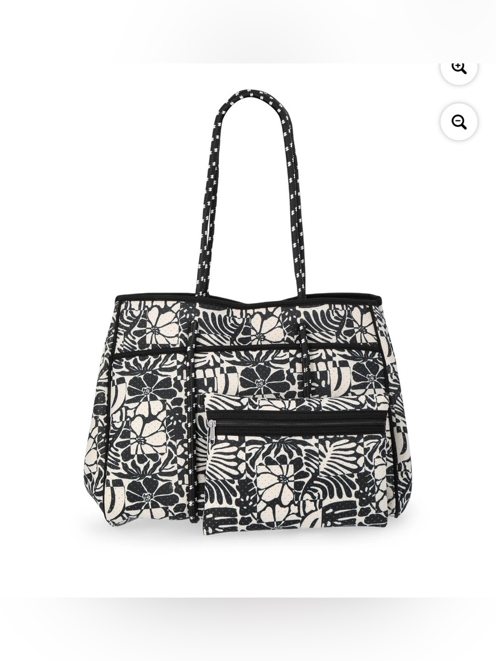 No Boundaries Women's Neoprene Beach Tote Bag, Black/White